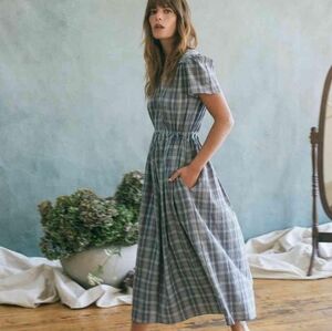 Christy Dawn Petites XS Dawn Dress Azure Hunter Plaid Pockets